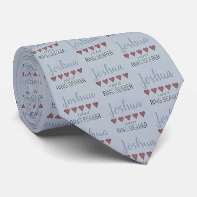 Bridal & Wedding Party 5 Heart Ring Bearer Tie (Rolled)