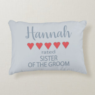 Bridal & Wedding Party 5 Heart Sister of Groom Accent Pillow