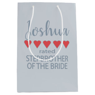 Bridal & Wedding Party 5 Heart Stepbrother o Bride Medium Gift Bag