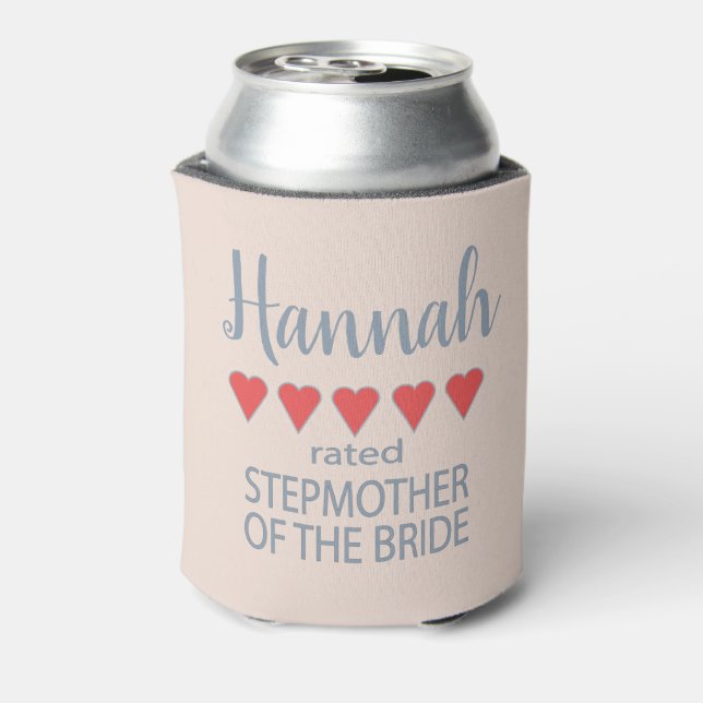 Bridal & Wedding Party 5 Heart Stepmother of Bride Can Cooler (Can Back)