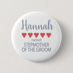 Bridal & Wedding Party 5 Heart Stepmother of Groom 2 Inch Round Button