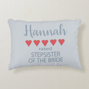 Bridal & Wedding Party 5 Heart Stepsister of Bride Accent Pillow