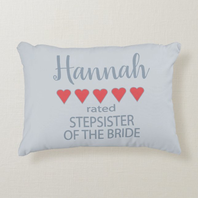 Bridal & Wedding Party 5 Heart Stepsister of Bride Accent Pillow (Front)