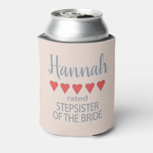 Bridal & Wedding Party 5 Heart Stepsister of Bride Can Cooler