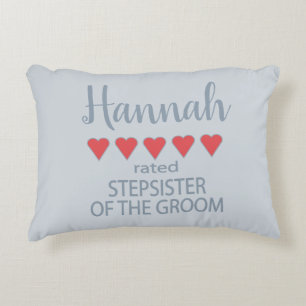 Bridal & Wedding Party 5 Heart Stepsister of Groom Accent Pillow