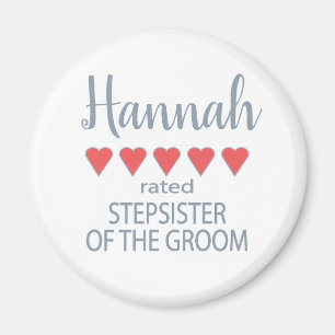 Bridal & Wedding Party 5 Heart Stepsister of Groom Magnet