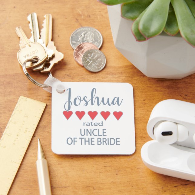 Bridal & Wedding Party 5 Heart Uncle of Bride Keychain (Desk)
