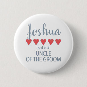 Bridal & Wedding Party 5 Heart Uncle of Groom 2 Inch Round Button