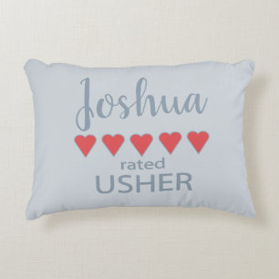 Bridal & Wedding Party 5 Heart Usher Accent Pillow