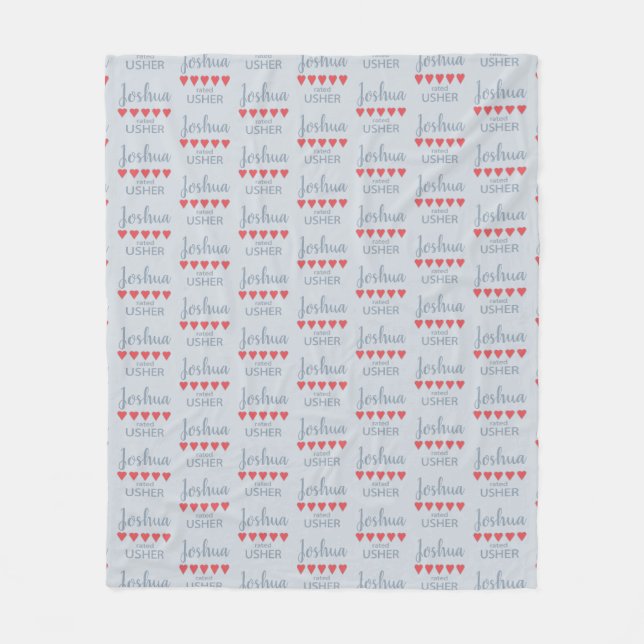 Bridal & Wedding Party 5 Heart Usher Fleece Blanket (Front)