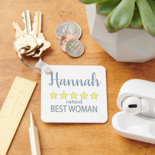 Bridal & Wedding Party 5 Star Best Woman Keychain
