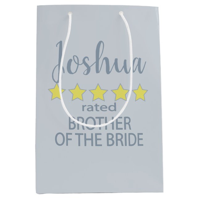 Bridal & Wedding Party 5 Star Brother of Bride Medium Gift Bag (Front)