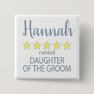 Bridal & Wedding Party 5 Star Daughter 2 Inch Square Button