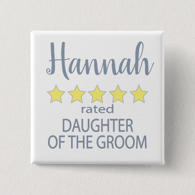 Bridal & Wedding Party 5 Star Daughter 2 Inch Square Button (Front)