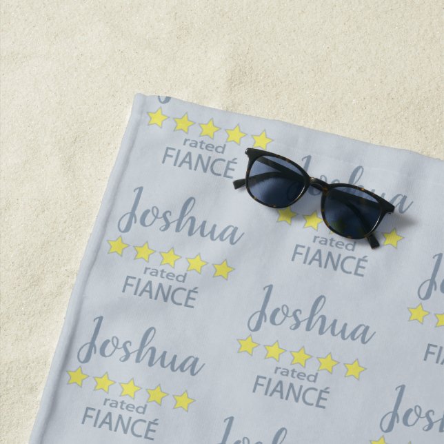 Bridal & Wedding Party 5 Star Fiance Beach Towel (In Situ)
