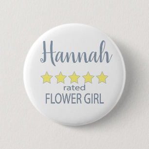 Bridal & Wedding Party 5 Star Flower Girl 2 Inch Round Button