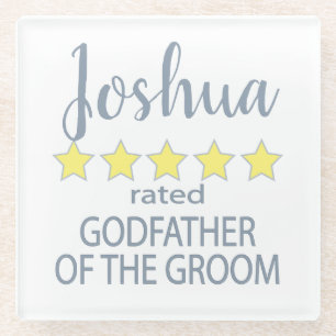 Bridal & Wedding Party 5 Star Godfather of Groom Glass Coaster