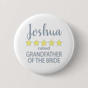 Bridal & Wedding Party 5 Star Grandfather of Bride 2 Inch Round Button