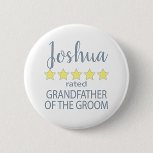 Bridal & Wedding Party 5 Star Grandfather of Groom 2 Inch Round Button