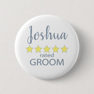Bridal & Wedding Party 5 Star Groom 2 Inch Round Button