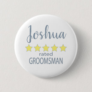 Bridal & Wedding Party 5 Star Groomsman 2 Inch Round Button