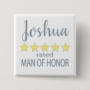 Bridal & Wedding Party 5 Star Man of Honour 2 Inch Square Button