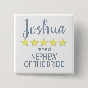 Bridal & Wedding Party 5 Star Nephew of Bride 2 Inch Square Button