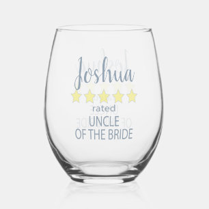 Bridal & Wedding Party 5 Star Uncle of Bride Stemless Wine Glass