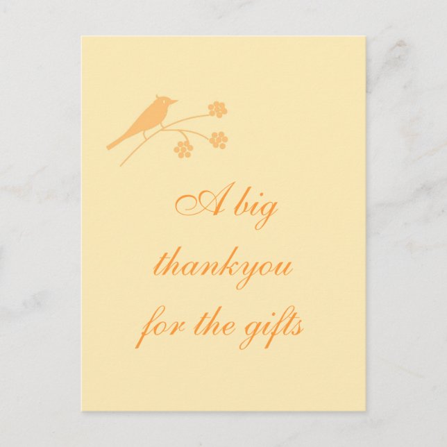 Bridal/wedding Thank you card, customizable. Postcard (Front)