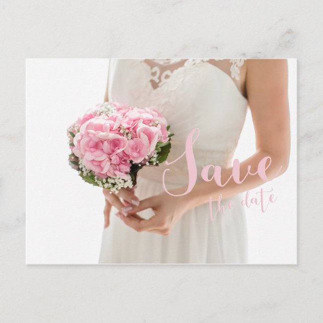 Bridal White Wedding Save the Date Invitation (Front)