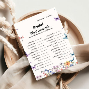 Bridal word scramble bridal shower game card