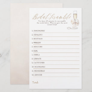Bridal Word Scramble Fun Bridal Shower Game Card