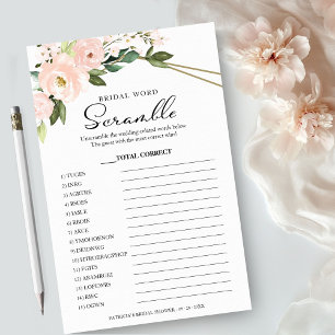 Bridal Word Scramble Game Pink Floral Game Flyer