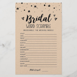 Bridal word scramble game with Answers