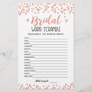 Bridal word scramble game with Answers