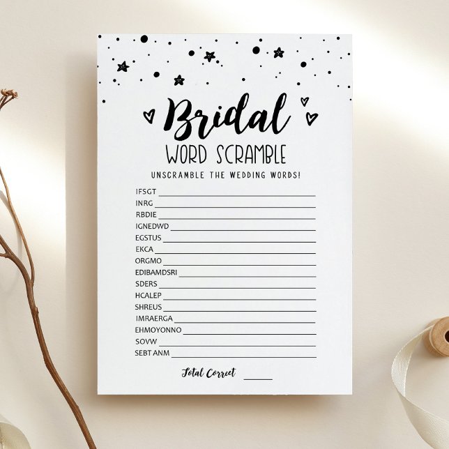 Bridal word scramble with Answers Game Card (Creator Uploaded)
