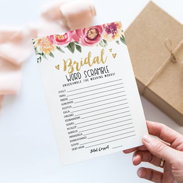 Bridal word scramble with Answers Game Card (Creator Uploaded)