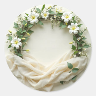 Bridal Wreath with Cloth at Bottom Classic Round Sticker