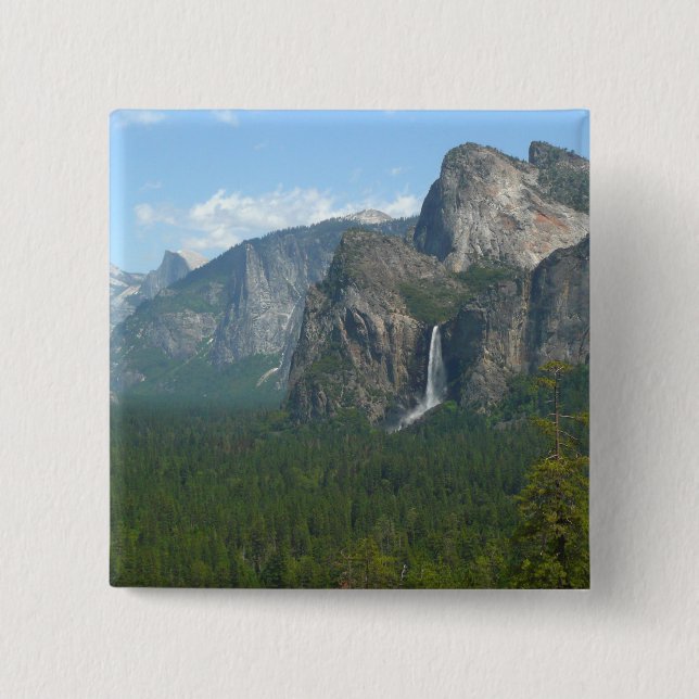 Bridalveil Falls and Half Dome at Yosemite 2 Inch Square Button (Front)