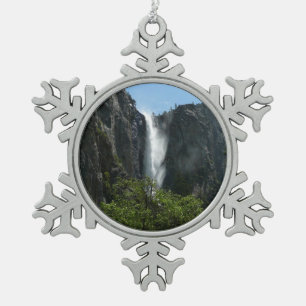 Bridalveil Falls at Yosemite National Park Snowflake Pewter Christmas Ornament