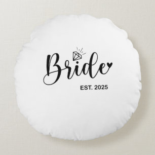 Bride 2025 Spring Wedding Announcement Marriage  Round Pillow