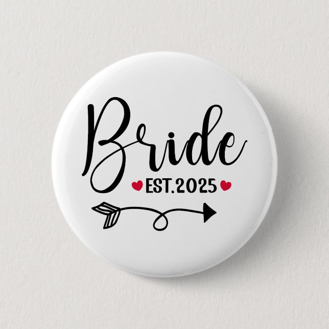 Bride 2025 Wedding Matching Mrs Est 2025 Married  2 Inch Round Button (Front)