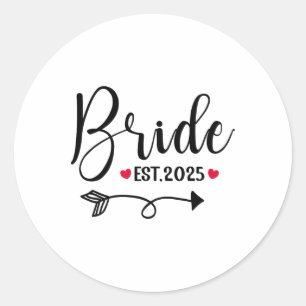 Bride 2025 Wedding Matching Mrs Est 2025 Married  Classic Round Sticker