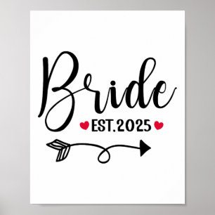 Bride 2025 Wedding Matching Mrs Est 2025 Married Poster