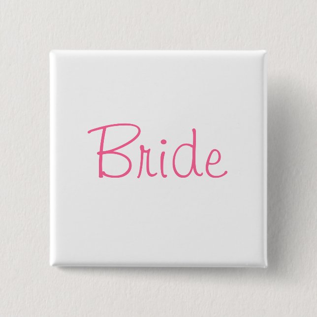 Bride 2 Inch Square Button (Front)