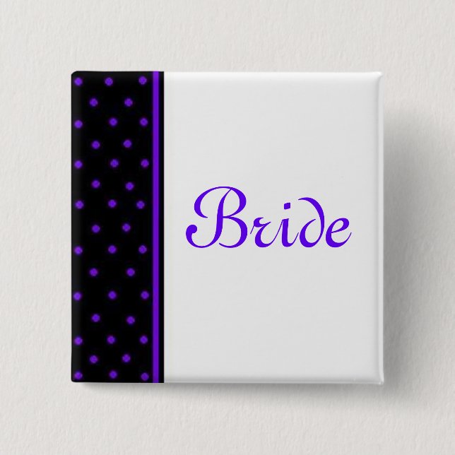 Bride 2 Inch Square Button (Front)