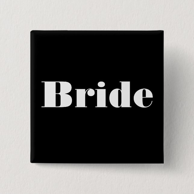 Bride 2 Inch Square Button (Front)