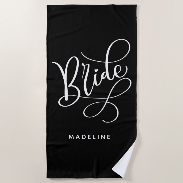 Bride | Add Your Name Beach Towel (Front)