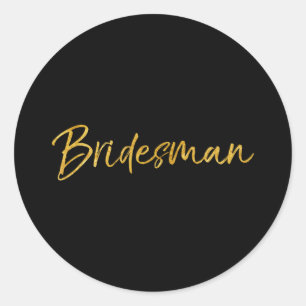 Bride &amp; Groom Wedding Design Studio Mens Black Classic Round Sticker