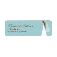 Bride and Blue Damask Bridal Shower Address Labels